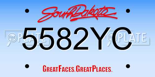 5582YC South Dakota License Plate