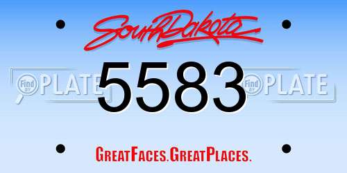 5583 South Dakota License Plate