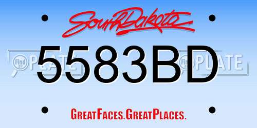 5583BD South Dakota License Plate