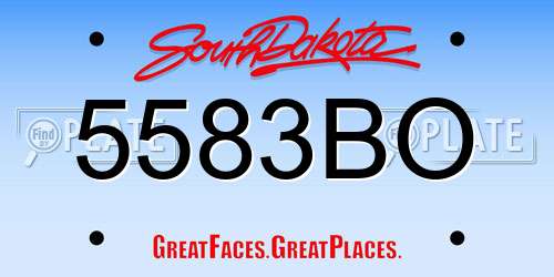 5583BO South Dakota License Plate
