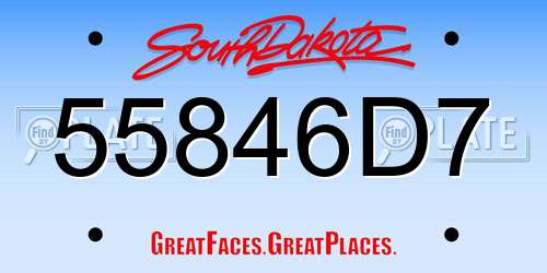 55846D7 South Dakota License Plate
