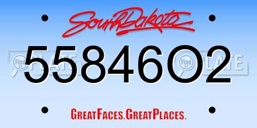 55846O2 South Dakota License Plate