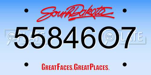 55846O7 South Dakota License Plate
