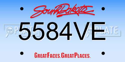 5584VE South Dakota License Plate