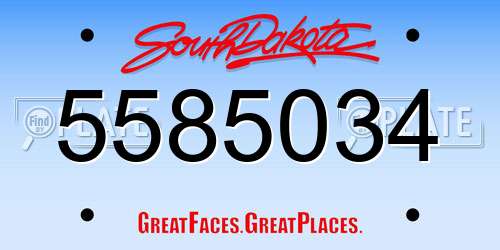 5585034 South Dakota License Plate