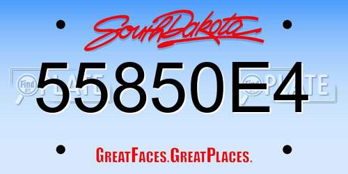 55850E4 South Dakota License Plate