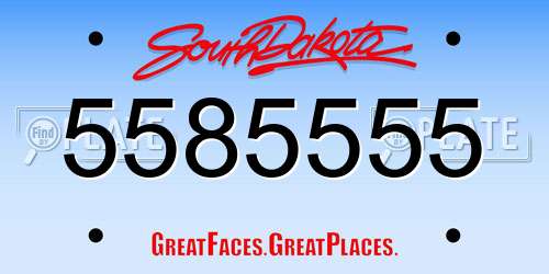5585555 South Dakota License Plate