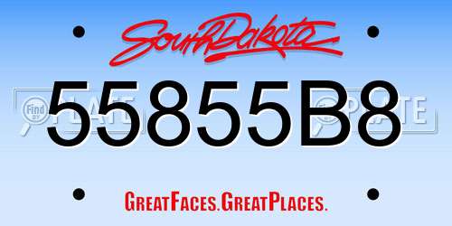 55855B8 South Dakota License Plate