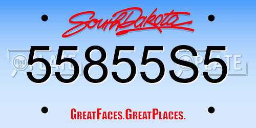 55855S5 South Dakota License Plate