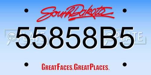 55858B5 South Dakota License Plate