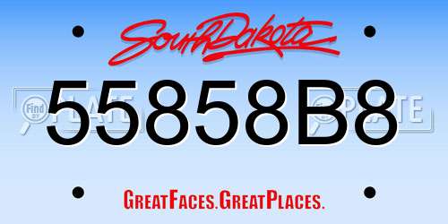 55858B8 South Dakota License Plate