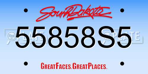 55858S5 South Dakota License Plate