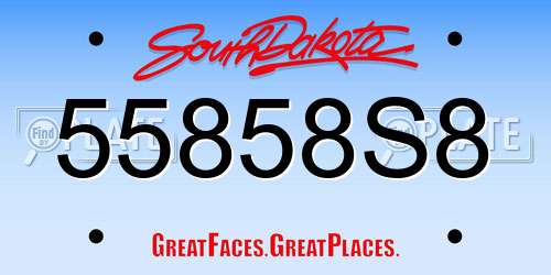 55858S8 South Dakota License Plate