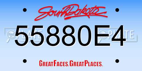 55880E4 South Dakota License Plate