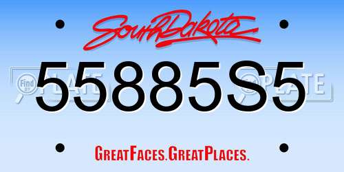 55885S5 South Dakota License Plate