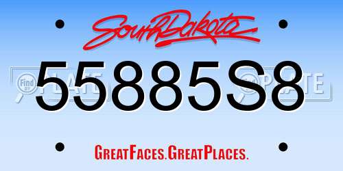 55885S8 South Dakota License Plate