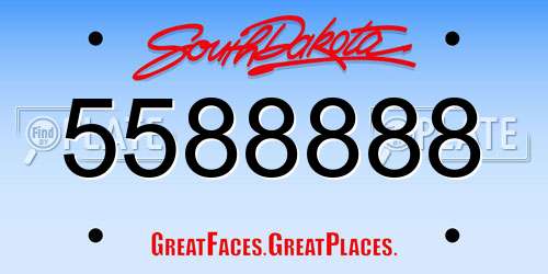 5588888 South Dakota License Plate