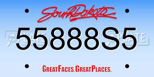 55888S5 South Dakota License Plate