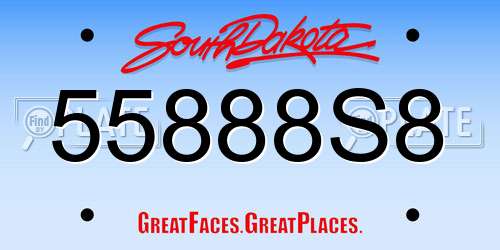 55888S8 South Dakota License Plate
