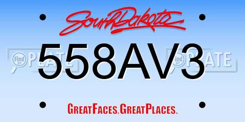558AV3 South Dakota License Plate