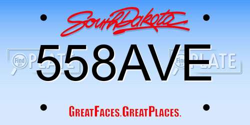 558AVE South Dakota License Plate