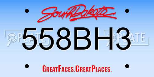 558BH3 South Dakota License Plate