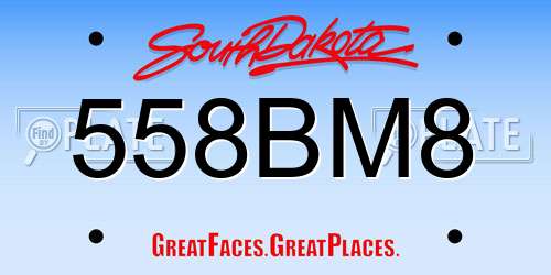 558BM8 South Dakota License Plate