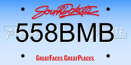 558BMB South Dakota License Plate