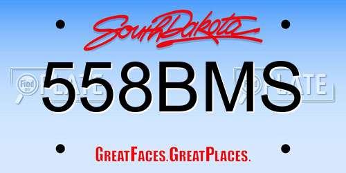 558BMS South Dakota License Plate