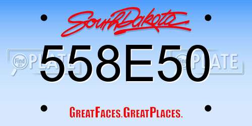 558E50 South Dakota License Plate
