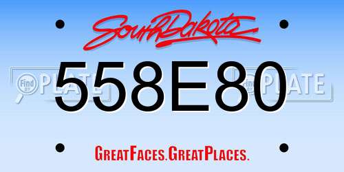 558E80 South Dakota License Plate
