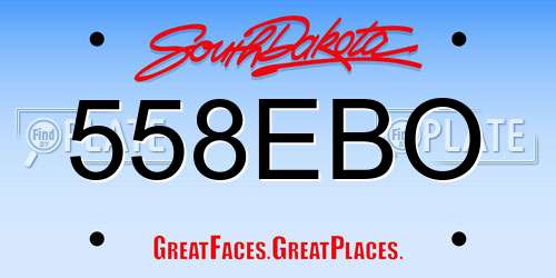 558EBO South Dakota License Plate