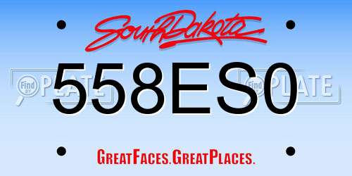 558ES0 South Dakota License Plate