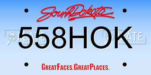 558HOK South Dakota License Plate