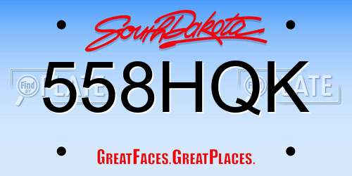 558HQK South Dakota License Plate