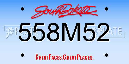 558M52 South Dakota License Plate