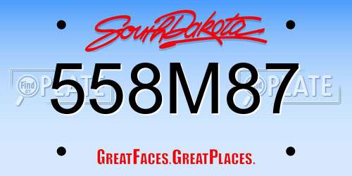 558M87 South Dakota License Plate