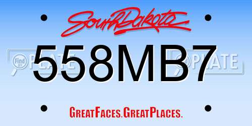 558MB7 South Dakota License Plate