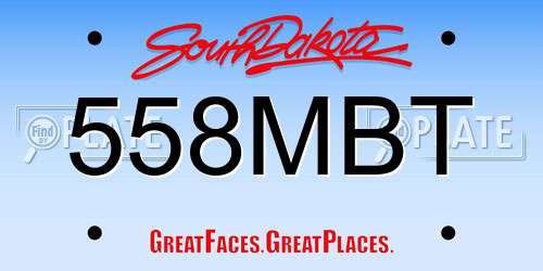 558MBT South Dakota License Plate
