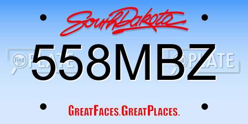 558MBZ South Dakota License Plate