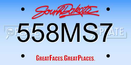 558MS7 South Dakota License Plate
