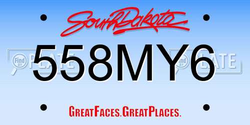 558MY6 South Dakota License Plate