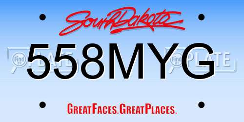 558MYG South Dakota License Plate