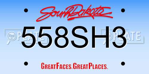 558SH3 South Dakota License Plate