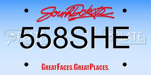 558SHE South Dakota License Plate