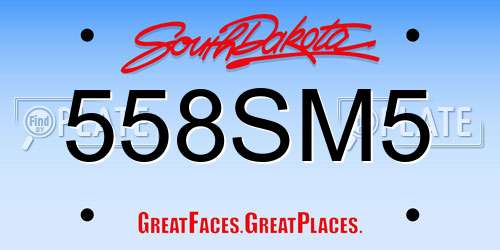 558SM5 South Dakota License Plate