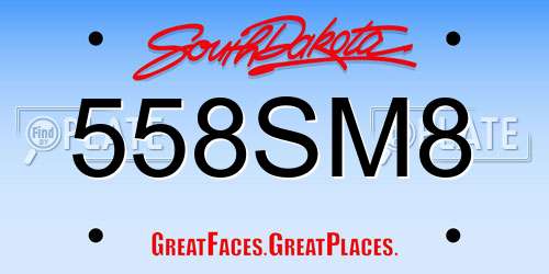558SM8 South Dakota License Plate