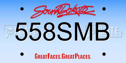 558SMB South Dakota License Plate