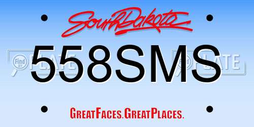 558SMS South Dakota License Plate