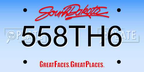 558TH6 South Dakota License Plate